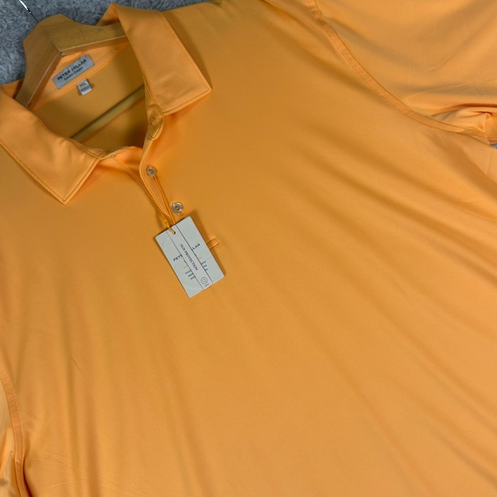 Peter Millar NWT‎ Summer Comfort Sun Protection Polo Shirt Men's Orange Size 2XL